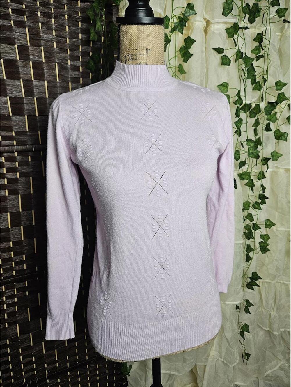 Vintage Victoria Lavender Sweater Mock Neck Soft Girl Coquette Cottagecore Small